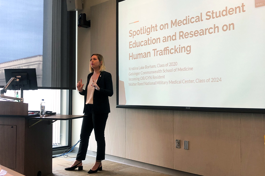 Kristina Borham, MD Class of 2020, presents at 2020 Medical Symposium on Human Trafficking.