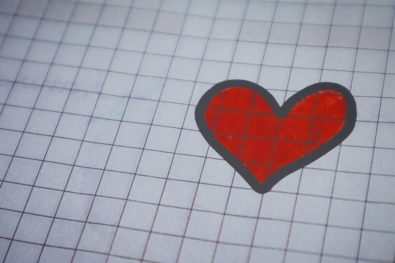 Heart drawn on graph paper